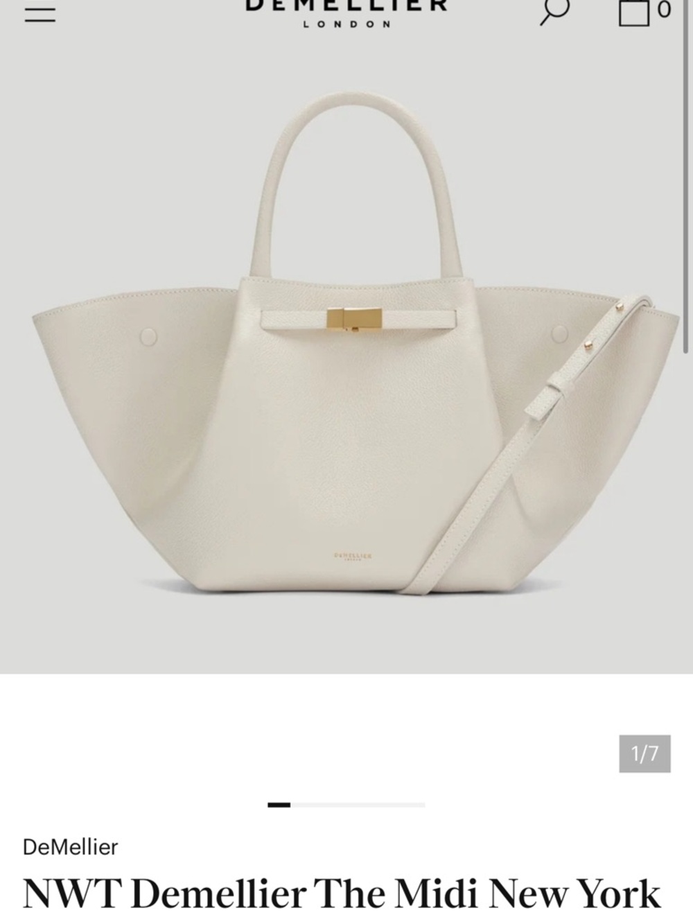 DeMellier Cream Midi New York Tote with Gold Hardware
